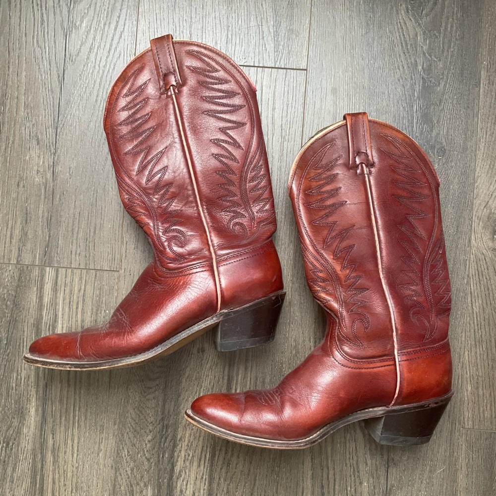 Red Leather Vintage Cowboy Boots